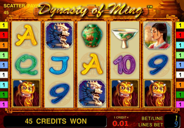 The slot machine has a bright design in the style of ancient China